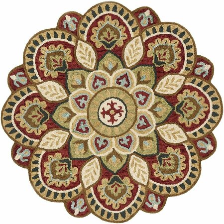 SAFAVIEH 10 x 10 ft. Novelty 604Q Round Area Rug; Red & Taupe NOV604Q-10R